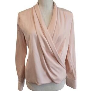 NWT Drape Plunging Satin Blush Bouse Sz Small
